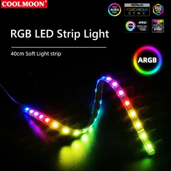 COOLMOON PC RGB LED Strip Lumină pentru Placa de baza cu 4 Pini RGB /5V ARGB Antet Caz de Calculator DIY Iluminat 40cm RGB Decor