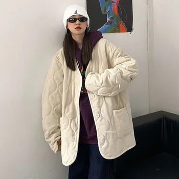 Coreea de Epocă Solid Cald jacheta de Iarna pentru femei Simple de Agrement de Scurtă Parka Femei pantaloni de Catifea cord Haina de Iarna Famale Vrac Noi Îngroșa