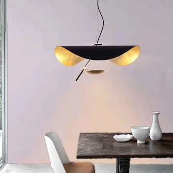 Creative Pandantiv cu LED-uri Lampă pentru Camera de zi Dormitor Decor Hanglamp Alb Negru Artă Pălărie corp de Iluminat de Aur Textura Perdeaua de Lumină
