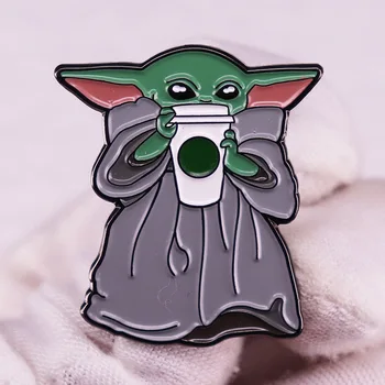 Creative Yoda Brosa de Desene animate Drăguț Maestrul Yoda și Cafea Ace de Rever de Moda de Îmbrăcăminte, Accesorii Mici, Cadouri Bijuterii pentru Fete