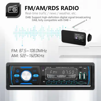 DAB Auto Bluetooth Mp3 Radio Stereo Receiver Cu Telecomanda 1 Din Receptor Media Digital Suport FM/AM/RDS/DAB/DAB +/MP3