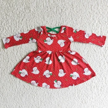 De Tip Boutique De Crăciun Pentru Copii Fată Dress Infant Puncte Roșii Mâneci Mos De Moda De Îmbrăcăminte En-Gros Pentru Copii De Vacanță Învârti Haine De Iarnă