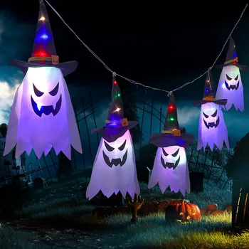 Decor de Halloween a CONDUS Lumina Stralucitoare Agățat Fantoma Halloween Party Dress Up Stralucitoare Pălărie de Vrăjitor Lampa de Groază elemente de Recuzită, Decor în aer liber