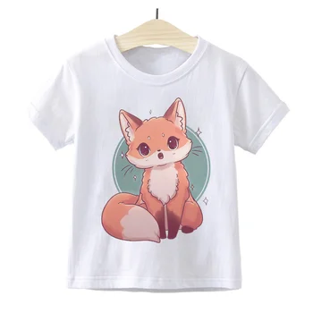 Desene animate drăguț Fox Baby Tricou Haine Hipster Fete Baieti Crewneck de Imprimare T-shirt Kawaii Vara Copii T Shirt Topuri,YKP047