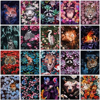 Diamant Pictura Kit Vopsea de Flori Animale, Pisică, Cal, Tigru, Leu, Vulpe Flamingo Raton Pește broderie mozaic Cruce cusatura de Vânzare de artă