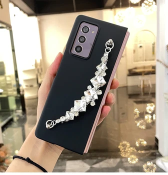DIY Moda de Lux Bling Diamant Stras Lanț de Mână Brățară de Caz Pentru Samsung Galaxy Z Fold 4 Z 3 Ori 2 5G de Greu Capacul din Spate