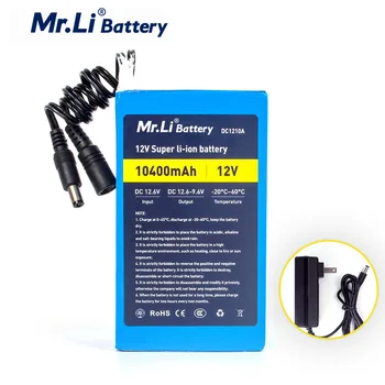 Domnul Li 12V 10A Reîncărcabilă Litiu-Ion Baterie Pack Pentru Camera Cu Încărcător de 1A UE / SUA Plug
