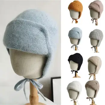Earflap Hat Femei Pălărie de Iarnă Angora Tricot Earflap Toamnă Caldă în aer liber, Schi Accesoriu Palarie Ureche-flapped Femei Cadouri Pentru Adolescenti
