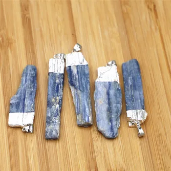 En-gros de Vacanță de Vânzare Natural Frumos Albastru Cianit Piatră brută Pandantiv cu Argint Placare cu Metal pe partea de Sus