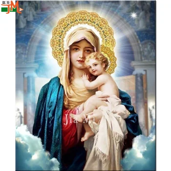 Fecioara Maria, Iisus Diamant Mozaic cruciulițe 5d Diy Diamant Tabloul Complet Pătrat Rotund obiecte de Artizanat Icoane Religioase Biserica Decor