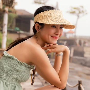 Femei Vara Țesute Manual Naturale, Pălărie de Paie Parasolar Gol de Top Margine Largă Protecție UV Plaja palarie de soare Barbati de Vacanță a Atins punctul culminant Caps