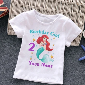 Fete Sirena de Imprimare T-shirt-uri de Desene animate Drăguț Tricou Fete NOI de Vara Tricouri Top Haine Copii Tees Personalizate Haine Personalizate Ziua de nastere
