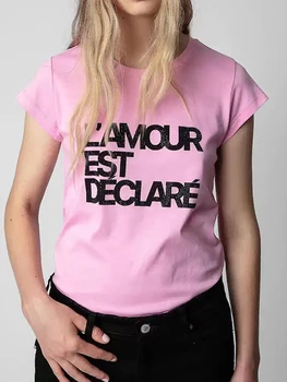 Fierbinte de Gaurit Model Scrisoare de Imprimare T-shirt Femei de Moda de Vară Mâneci Scurte Topuri de Moda Streetwear O-gât Casual T-shirt 2023