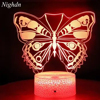 Fluture Lumina de Noapte pentru Copii 3D Iluzie Lampa 16 de Culori în Schimbare, cu Telecomanda USB Lampă de Masă Cadouri de Craciun pentru Fete