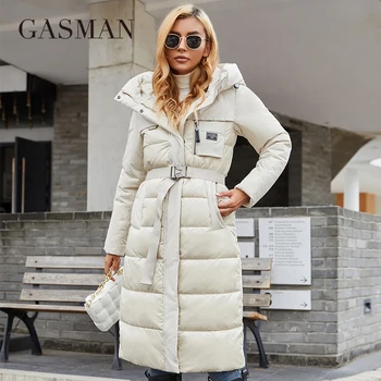 GASMAN 2022 geaca de Femei Lungi elegante de Moda haina de Iarna pentru femei de brand buzunar cu Fermoar Cald Hanorac cu centura în Jos jachete 8189
