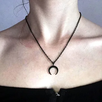 Gothic Black Moon Colier Pentru Femei De Moda Vrăjitoare Bijuterii Cadou Păgâne Simple Accesorii Rochie De Epocă Cravată Divin Luna Noua