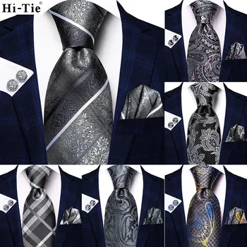 Gri Floral Cu Dungi 2022 Oameni Noi Cravată, Batistă Buton Set De Mătase Cravata Pentru Barbati Nunta Petrecere Oameni De Afaceri Cravata Brand De Moda Hi-Cravată