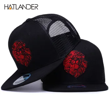 [HATLANDER]Original negru șepci de baseball pentru baieti fete de vară, pălării de soare broderie leu plasă snapbacks hip hop os trucker hat