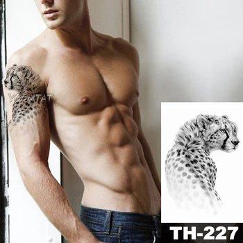 Impermeabil Tatuaj Temporar Autocolant Schiță Realist Model Leopard Animale De Apă Corpul De Transfer De Artă Flash Tatuaj Fals