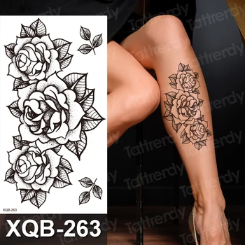 Impermeabil Tatuaj Temporar Sticker Trandafir Flori de Bujor Flash Tatuaje Cruce Rozariul Body Art Brațul Fals Maneci Tatuaj Femei Sexy tato