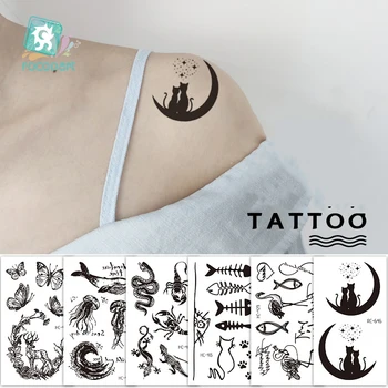 Impermeabile De Unică Folosință Tatuaj Fals Schiță Alb-Negru Floare Fluture Corp De Artă Temporară Autocolante Tatuaj Pentru Bărbați Și Femei