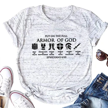 Jessus Femeie Tricouri Armura lui Dumnezeu Bărbați Îmbrăcăminte O-Gât Harajuku Dumnezeu Grafic T Shirt Produse Personalizate Grafic Teuri L