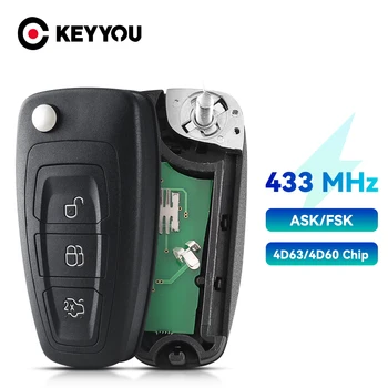 KEYYOU 3 Butoane 434/433 Mhz FSK Pentru Ford Mondeo Focus C-Max 2011 2012 2013 2014 Masina de Control de la Distanță Cheie 4D63 Chip 40/80 Pic