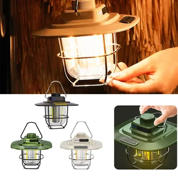 LED Decoratiuni de Gradina Tip Lampa-c de Încărcare Retro Cort de Camping Lumini Indicator de Baterie cu Cârlig Reglabile pentru Echipamente în aer liber