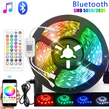 LED Strip Waterproof 5050 Panglica 2835 RGB Lampa Banda Decor Bluetooth IR Controller 5M 10M 15M 20M pentru Decor Acasă