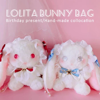 Lolita Iepure Bunny Crossbody, Geantă De Mână Anime Drăguț Casual Ghiozdan Fete Geantă De Umăr Pufos De Plus Husă Elevii Cadou