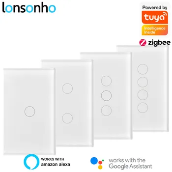 Lonsonho Tuya Zigbee Smart Switch NOI 1 2 3 4 Banda Cu Fir Neutru Atingeți Panoul de Întrerupător Alexa Google Acasa Compatibil