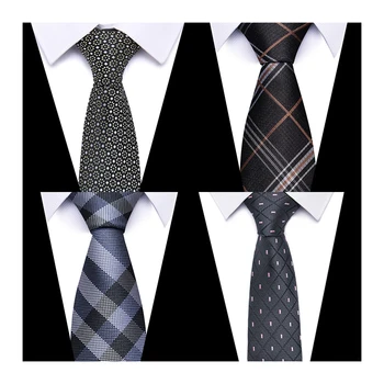 Mai nou design de Vanzare Fabrica de 7,5 cm de Lux Mătase Cravata Gri Carouri Negru Cravată, Cămașă Bărbați Accesorii Carouri Om e Ziua de Anul Nou
