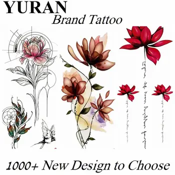 Mare 3D Frunze de Lotus Cu Flori de Trandafir Tatuaje Temporare Impermeabil Tatuaj Fals Autocolant Pentru Femei Fete Body Art Brațul Tatuaje Hârtie
