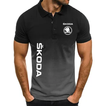 Men ' s t-shirt auto Skoda logo-ul de imprimare de Tricouri Polo maneca scurta Barbati Casual Gradient de Contrast Vara Noi de Brand de Moda pentru Bărbați Îmbrăcăminte
