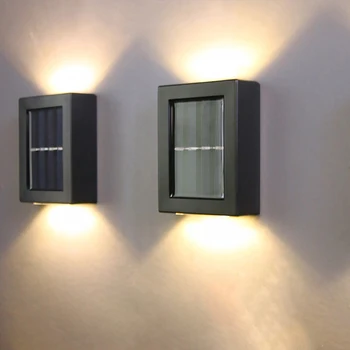 Mini LED Solare Lampă de Perete în aer liber rezistent la apa de Sus în Jos Luminos Iluminat Scara Pași Tranșee Lampa de Gradina Decor Gard Lămpi