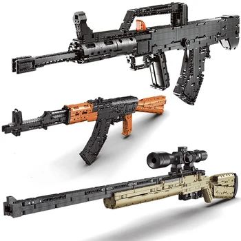 MOC Militare de Asalt AK47 Pușcă Model Blocuri Creative Expert Idei M24 Sniper Rifle Cărămizi Jucării Pentru Copil Cadou de Crăciun