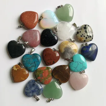 Moda Bijuterii piatra naturala pandantive inima amestecate pentru a face bijuterii farmecul Colier accesorii 12buc/lot transport gratuit