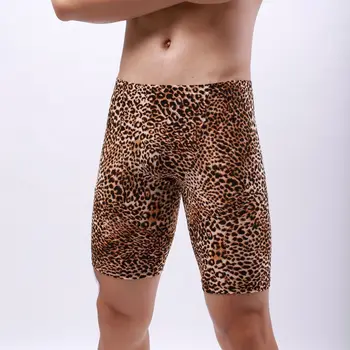 Moda Leopard Imprimate Chiloți De Înaltă Calitate Picior Lung Bărbați Boxeri Lungi Mens Chilotei Lenjerie Sexy Husă Boxeri Homme