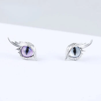 Moda Pană de Înger Aripi Ochi Cercei Stud Pahar cu Piatra Ochi de Pisică Cercei Ochiul Diavolului Cercei pentru Femei Partid Cadouri Bijuterii