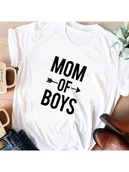Moda Scrisoare Mama de Baieti Print T Shirt Femei Vara Topuri Doamnelor Maneca Scurta Casual Femei Tee Top de Ziua Mamei Camisas Mujer