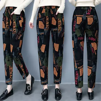 Moda Streetwear Talie Mare de imprimare pantaloni Harem pentru Femei Vintage Supradimensionat 4XL Glezna-Lungime Pantaloni Doamnelor drept-picior pantaloni