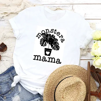 Monstera Planta Mama T-shirt Femei Graphic T Shirt Camisetas Mujer Tumblr Harajuku Maneci Scurte Domenii Grădină Tricou Mama Viata