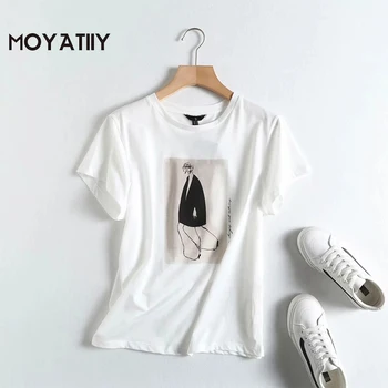 MOYATIIY Femei 2022 Moda Arta Print T-Shirt de Vara Casual Stil Modern, cu Maneci Scurte Tee Shirt Adolescenți de sex Feminin Topuri