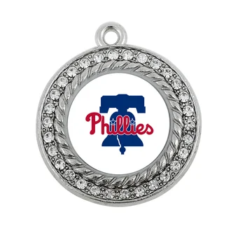 NOI de Baseball Philadelphia Phillies echipa charm placate cu argint antic bijuterii de cristal