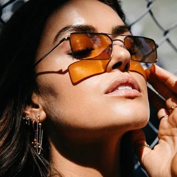 Noi Ochelari De Soare Patrati Femeie Punte Dublă Design Ochelari De Soare Femeie Metal Cadru Mic Moda Colorate Oculos De Sol