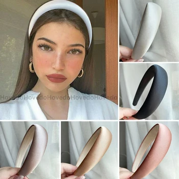 Noi Satin Hair Trupa de Fete Culoare Solidă Bandă Largă Căptușit Cerc Păr Pălării de Moda en-Gros Accesorii de Par pentru Femei