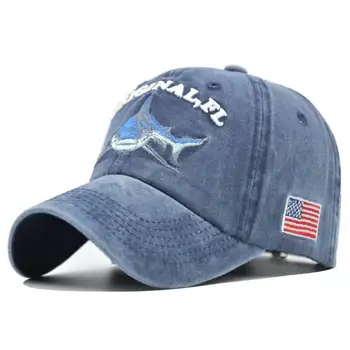 Nou Animal De Rechin Broderie De Baseball, Pălării En-Gros Barbati Spălat Șapcă De Baseball Montate Cap Snapback Hat Pentru Femei Gorras Casquette