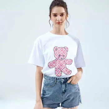 NUOYI PLEIN Noi Femei poartă Print Short Sleeve T-shirt de Cumpărături Tricou Casual coreean Fierbinte Burghiu de Top Hip Hop Tee Plus Dimensiune S-6XL