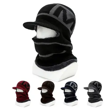 Oamenii Gros De Schi Capac Tricotate Beanie Pălărie Eșarfă Set Plus Catifea Acoperi Cald Iarna
