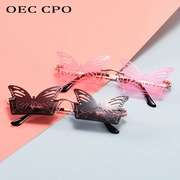 OEC CPO Unic Fluture fără ramă de ochelari de Soare Pentru Femei Tendință de Ochelari de Soare de sex Feminin Petrecere Roz Transparent Roșu Ochelari Ochelari de O803